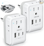 2 Pack European Travel Plug Adapter, VINTAR Foldable International Power Adapter with 4 AC Outlets 3 USB Ports(2 USB C), Type C Adaptor Charger for US to Most of Europe EU Italy Spain France Iceland