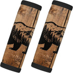2 Pack Luggage Handle Wrap with Travel Tags - Non-Slip Protective Cover Soft Handle Grips Covers for Suitcase(Forest Bear Wooden)