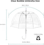 Clear Bubble Umbrella - Automatic Opening Clear Dome Umbrella with the Stylish J-Shaped Handle for Men and Women, Wedding, Outings and Large Group Gatherings, Graduations, Proms, or Daily City Walks
