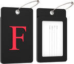 Gostwo 2 Pack Luggage Tags for Suitcases, 26 Initial Letter Travel Luggage Baggage Identification Labels ID Tag Fully Bendable Tags with Stainless Steel Loop (Black) (Letter F)