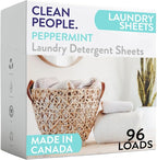 The Clean People Laundry Detergent Sheets - Laundry Soap - Ultra Concentrated, Recyclable Packaging, Stain Fighting - Peppermint, 96 Pack