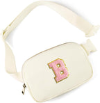 Gitus Personalized Gifts Birthday Gifts for Girls Fanny Pack Cross Body Bags with Initial Letter Preppy Stuff Gifts for Her Girlfriend Wife Sister Friends Mom (Ivory-B)