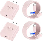 Phone 17 16 Pro Max Charger Fast Charging, 45W USB C Phone 17 16 Super Fast Charger Block with 6.6ft Long Type C Charging Cable Cord for i.Phone 17 Pro Max/17 Pro/17 Air/17/16/16Pro/16 ProMax-Pink