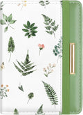 Passport Holder Cover Travel RFID Blocking Passport Cover Cute Flowers Passport Wallet with Elastic Band for Women, Green Plants