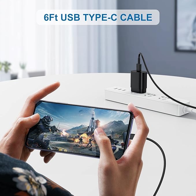 Type C Charger, 2Pack 25W PD USBC Wall Charger Super Fast Charging Block & 6ft Android Phone Cable Cord for Samsung Galaxy S26 S25 S24 S23 S22 S21 S20 (Plus/Ultra)/Note 20 10 9 8/ S10 S9 S8 Galaxy Tab