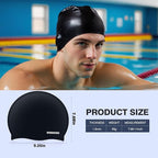 2pcs High Elasticity Silicone Swim Cap for Women and Men, Comfortable Non-Slip Swimming Caps for Long and Short Hair, Durable Waterproof Swim Hats for Adults, Keep Hair Dry