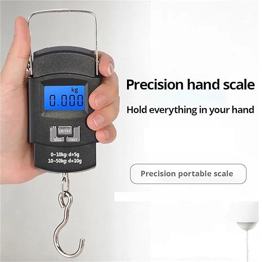 Luggage Weight Scale, Black 50kg Portable Electronic Portable Luggage Scale LCD Digital Display Screen Express Delivery Scale Hook Mini Scale,for Travel