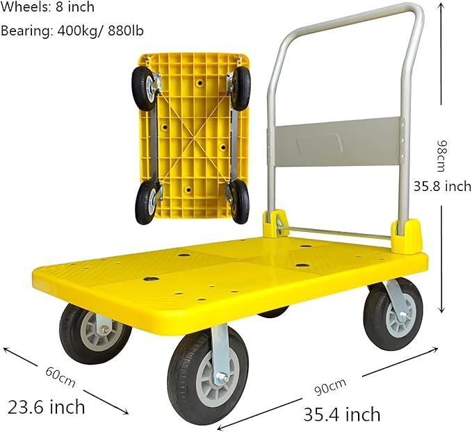 Foldable Chariot with Metal Handle & Swivel Wheels Silent & Sturdy Mobility Cart (12.7cm) Ideal for Easy Transport & Versatile Use