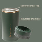HydroJug Standard Can Cooler - 2-in-1 Insulated Can Cooler Cup - Stainless Steel Can Holder with Non-Slip Rubber Base - Screw-Top Lid - Dishwasher Safe - 16oz, Pine