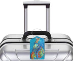 2 Pack Luggage Tag for Suitcase, Cute Unique Leather Bag Tags Identifiers Privacy Cover ID Label with Durable Steel Loop for Women Men Kids Girls Travel，TurtleA