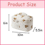 uekeboag Large Travel Quilted Makeup Bag for Women, Floral Cotton Cosmetic Bag, Coquette Aesthetic Floral Toiletry Organizer Bag