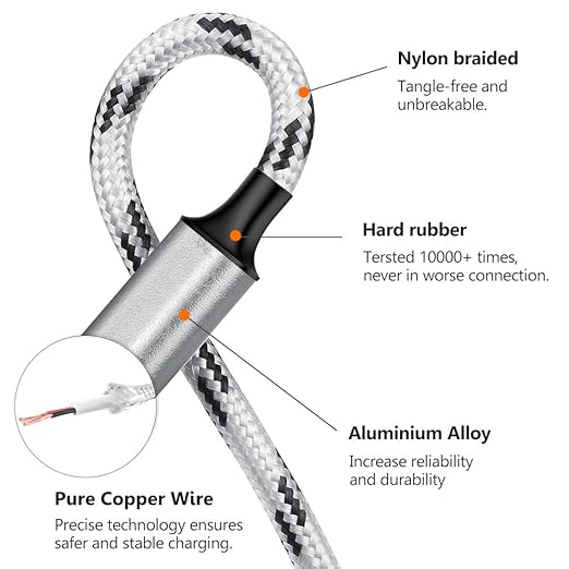 Multi Charging Cable, 5ft 3Pack Multi Charger Cable Nylon Braided Multiple USB Universal 3 in 1 Charging Cord Adapter with Type-C, Micro USB Port Connectors for Cell Phones and More