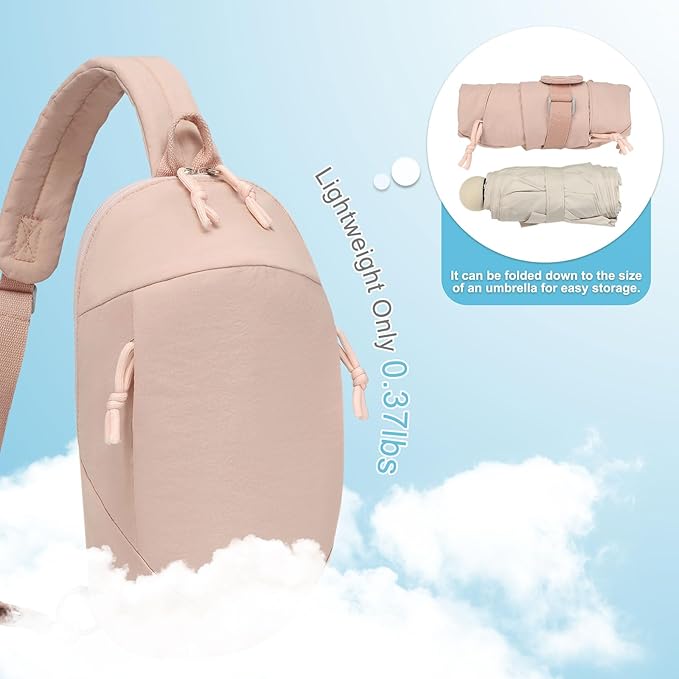 Small Sling Bag with RFID Blocking, Mini Fanny Pack for Women and Men, Convertible Crossbody Anti Theft Chest Bag for Travel Hiking Running, Pink