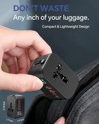 Universal Travel Adapter with 2 PD20W USB-C & 2 QC18W USB-A Ports, Fast Charging International Power Plug Adapter, All-in-One Worldwide Adaptor Converter Wall Charger for US EU UK AUS Asia