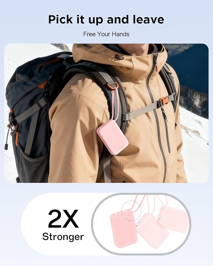 iWALK Portable Charger, 10000mAh 45W PD Power Bank, USB C in&Out Fast Charging Battery Pack with Phone Stand, Travel Essential Powerbank for iPhone 17 16 15 14 13 12 Samsung S25 MacBook etc,Pink