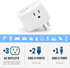 Cruise Approved Power Strip Foldable, Non Surge Protector Travel Power Strip, Multi Plug, 6 Outlets, 2 USB-A, 1 USB-C, & 3 AC Outlet for Carnival, Celebrity, Princess, & Major Lines in 2026 & 2027