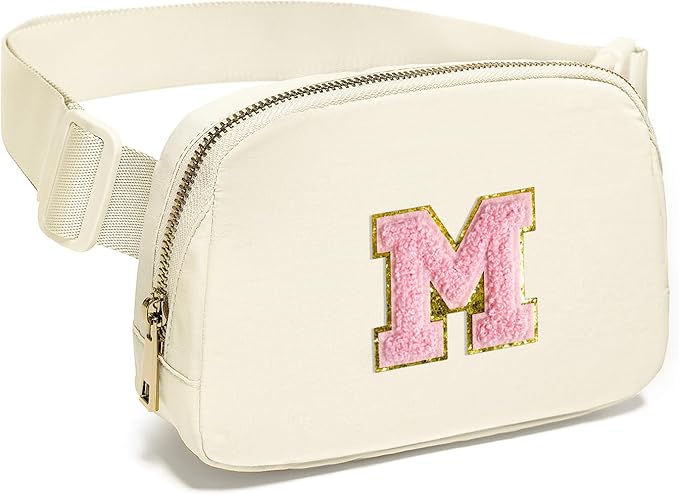 Gitus Personalized Gifts Birthday Gifts for Girls Fanny Pack Cross Body Bags with Initial Letter Preppy Stuff Gifts for Her Girlfriend Wife Sister Friends Mom (Ivory-M)