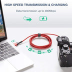 JSAUX Mini USB Cable 10FT, USB 2.0 Type A to Mini B Fast Charging Braided Cord Compatible with Blue Yeti Microphone Garmin Nuvi GPS 50 55 Ti-84 Plus CE Canon Rebel t7 Camera Gopro Red