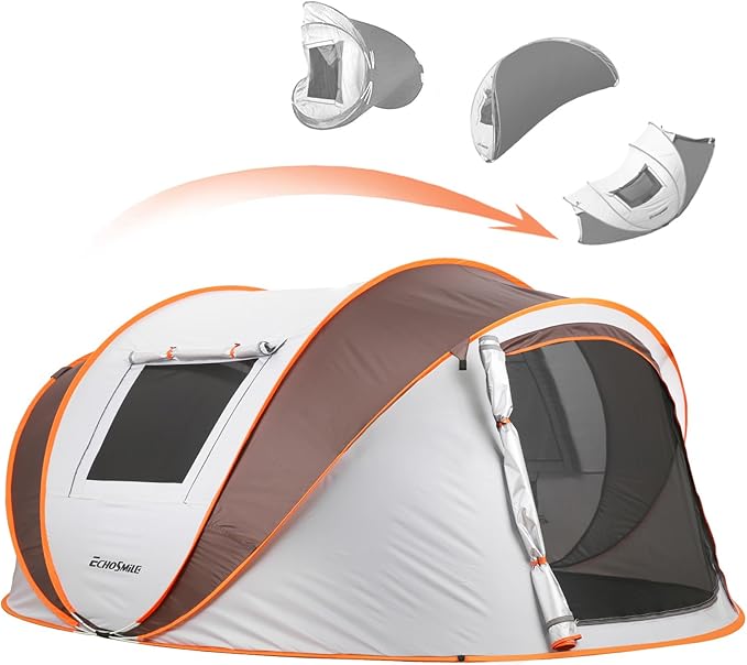 EchoSmile Pop Up Camping Tent, 2/4/6 Person Easy Setup Tent, Water Resistant Dome, Portable with Carry Bag