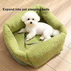 2-in-1 Convertible Pet Carrier & Dog Bed, Soft-Sided Portable Travel Tote with Safety Tether, Expandable Cat Carrier for Small Dogs & Cats, Soft Plush Inner Lining, Ideal for Car Travel, Shopping