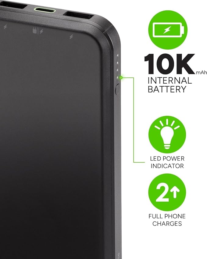 Mophie powerstation prime10 - Portable Power Bank with 10,000mAh Internal Battery, 18W USB-C PD Fast Charging, Charge 3 Devices Simultaneously, LED Power Indicator, Shamrocks