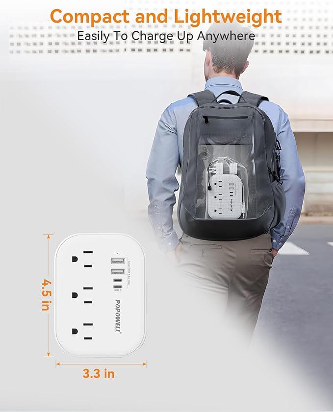 European Plug Adapter,EU/UK/US Travel Power Strip with 3 Outlets & 4 USB Ports(3.4A), International Power Adapter with 3 FT Extension Cord Compact for US to EU UK Germany Italy France Cruise