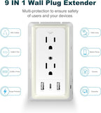 Outlet Extender with Night Light, Surge Protector Wall Mount with 6 AC Outlets and 3 USB Ports (1 USB C), Multi Plug Outlet Splitter, Dorm Room Essentials for Home, Office, Travel, FCC Listed