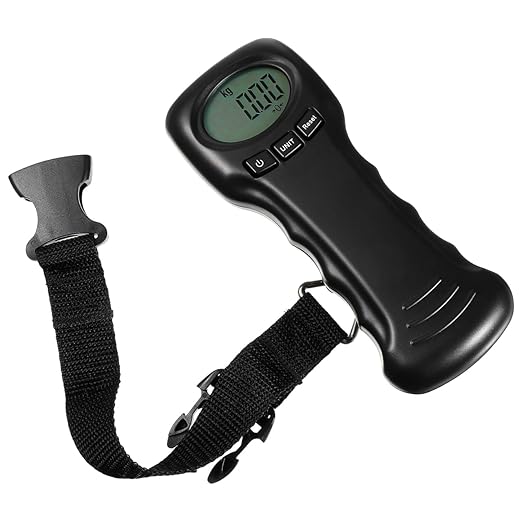 BESPORTBLE Portable Digital Luggage Scale with Hook, Compact Travel Suitcase Weight Scale, Lightweight, Accurate LCD Display, Battery Not Included, Black
