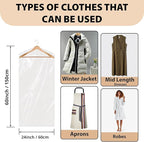 PARTY BARGAINS 60 x 24 Inch Disposable Clear Garment Bags, 50 Pack – Heavy-Duty Plastic Clothes Covers for Suits Dresses Coats, Closet & Travel