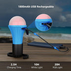 Lepro LED Rechargeable Camping Lantern, 7 White and RGB Light Modes, Camping Essentials, Hanging Light Bulbs with Clip Hook for Camping, Christmas, Decorations, Emergency, USB Cable Included, 2 Packs