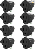 JACKYLED ETL Listed 3-2 Prong Converter Polarized Grounding Adapter 3-Prong to 2-Prong Adapter Fireproof Material 392℉ Resistant Wall Outlets for Household Appliances Industrial, Black, 8 Pack