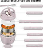 wiwens Thermo Food Jar for Hot Food Adults 32OZ Soup Thermo Lunch Containers Wide Mouth Vacuum Insulated Stainless Steel Leakproof Bento Box with Spoon (Purple)