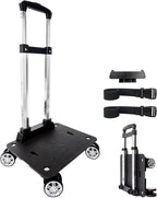 Backpack Trolley Wheeled Cart-Backpack Hand Truck with Luggage Strap,Aluminium Alloy Folding Trolley Cart for Bags Backpack Travel Luggage Cart