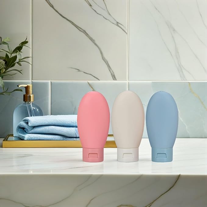 HEALLILY 6pcs 60ml Travel Shampoo and Lotion Containers Refillable Squeeze Bottles Leak-proof Cosmetic Cream Jars for Toiletries and Travel Toiletry Kits