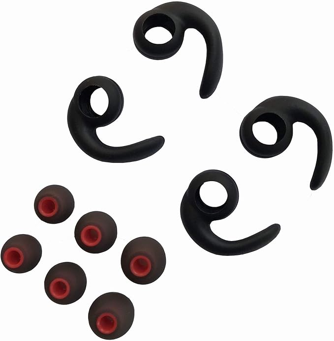 Earbuds Replacement Tips Soft Silicone Earbud Locks Sport Grips Earphones Stabilizer Fins Wings Tips for in-Ear and Ear Canal Earbuds (2Black-M)