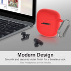 Silicone Case for Bose QuietComfort Earbuds II (2022) & QuietComfort Ultra (2023), Shockproof Protective Cover With Keychain for Men Women (Red)