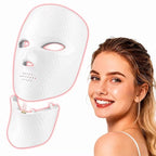 LED Light Therapy Mask for Face and Neck, Cordless & Rechargeable, Infrared,Red & Blue Light for Wrinkles and Acne Care, Full Coverage Skincare Device