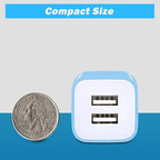 X-EDITION USB Wall Charger, 4-Pack 2.1A Dual Port USB Cube Power Adapter Charger Plug Charging Block Box Brick Cube Compatible with Phone 13 12 11 XS XR X 8 7 6 Plus 5S SE, Pad, Samsung, LG, Android