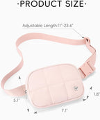 WESTBRONCO Puffer Fanny Packs for Women Quilted Nylon Waterproof Belt Bag with 2 Zipper, Puffy Crossbody Bag with Adjustable Strap, 1L Waist Bag for Travel Daily