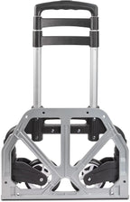 Ultimaxx Professional Heavy-Duty 150 Pound (lb) Capacity Aluminum Folding Hand Truck/Luggage Cart (Black/Silver) with Adjustable Handle, Folding Away Wheels, and Bungee Cord