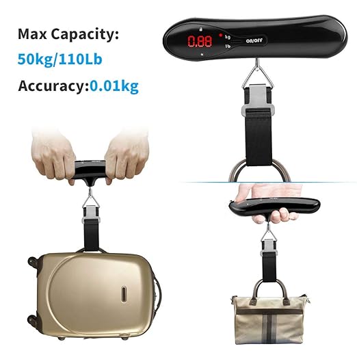 Digital Luggage Scale for Travel Essentials, Portable Handheld Digital Hanging Weight Scales for Travel Suitcase Hanging Postal Baggage, 50kg/110lb, Battery Included