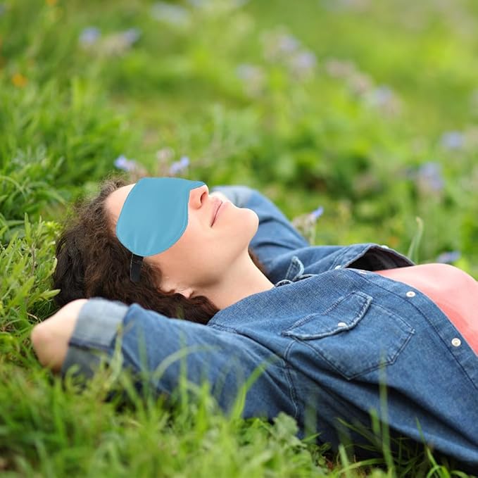 2 PCS Blue Silk Sleep Mask - Eye Masks for Sleep, Blindfold Travel Eye Mask - Shade Cover for Sleeping - Men & Women
