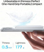 MOVE SPEED 0.5'' 10,000mAh Magnetic Power Bank, Alloy-Design MagSafe Portable Charger,Fast Charging Magsafe Battery Pack for iPhone 16/15/14/13/12,Travel Essential,Oyster White