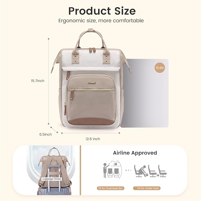 LOVEVOOK Laptop Backpack for Women Work Bag with Large Capacity Cup Side Pocket, 15.6 Inch Waterproof Computer Backpacks (Bean-green, 15.6INCH)