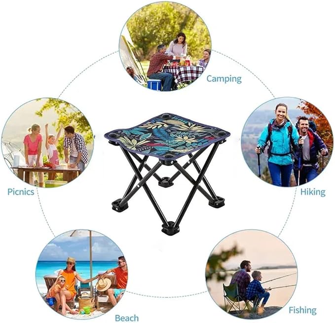Portable Folding Stool, Compact Lightweight Camping Stool, Outdoor Camping Samll Chair for Fishing Hiking Gardening Outdoor Walking Backpacking Travelling and Beach with Carry Bag