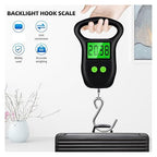 Portable Hand Held Digital Luggage Scale, 50kg/10g Hanging Scale with Hook and Measuring Tape – for Travel, Fish, and Parcels(Big Hook)