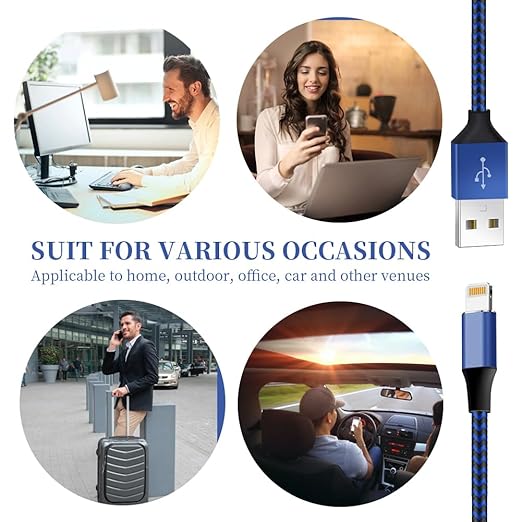 iPhone Charger [Apple MFi Certified] Lightning Cable 6PACK-3/3/6/6/6/10 FT Nylon Braided iPhone Charger Cord High Speed Cord for iPhone 14/13/12/11 Pro Max/XS MAX/XR/XS/X/8/7/Plus/6S/6/iPad