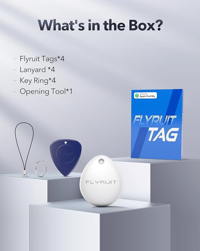 Air Tracker Tags-4 Pack for Apple Find My (iOS Only), Official MFi Certified, Mini Bluetooth Key Finder Locator with Sound, Smart Luggage Tracker for iPhone, Suitcases, Backpack, Wallet, Bike