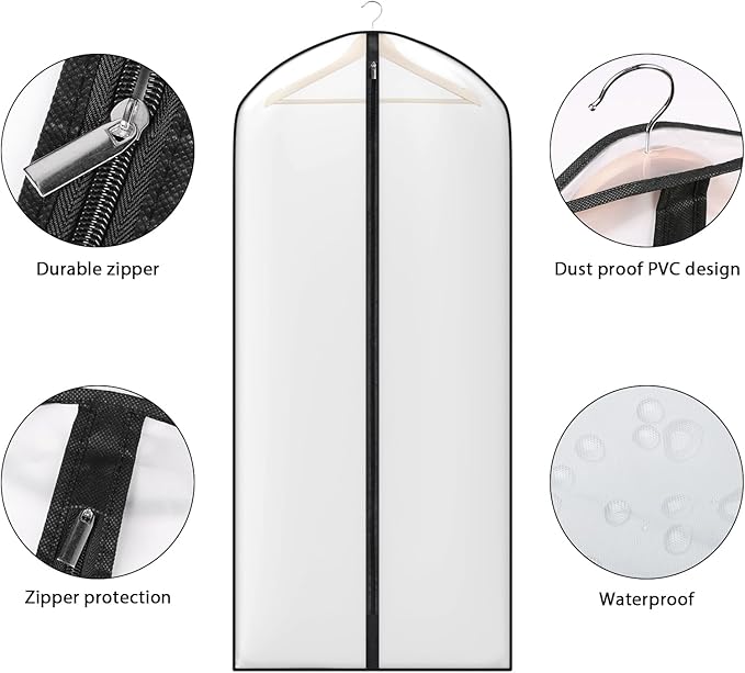 Zilink 54" Coat Bags for Storage Dust Proof Hanging Garment Bag for Closet Dress Cover for Closet Storage with Full Zipper for Fur Coat Leather Jacket Dress Closet Storage, Set of 10