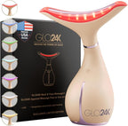 GLO24K 7 Color Beauty Device – Triple LED Action & Vibration Technology Facial and Neck Massager (Beige, 1 Pack)